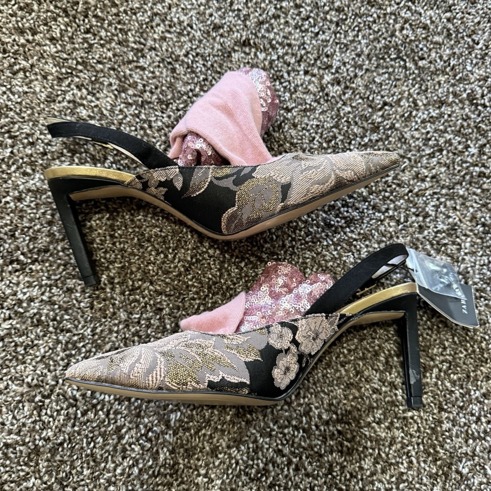 ZARA WOMEN'S PINK SEQUINS SOCK SLINGBACKS EUR 38 US 7.5 NEW (other) - Picture 3 of 12
